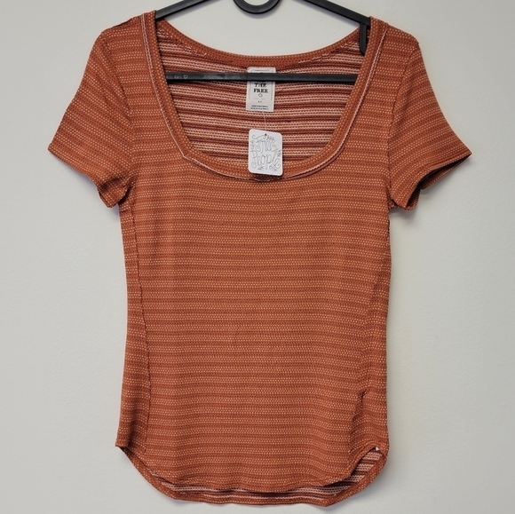 Free People Polk Tee Copper Orange S - Picture 3 of 10